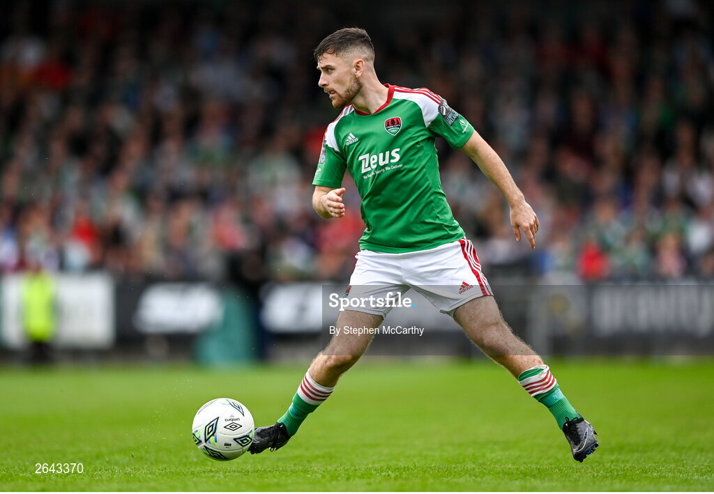 8 October 2023; Aaron Bolger of Cork City during the Sports Direct Men’s FAI Cup semi-final match between Cork City and St Patrick's Athletic at Turner’s Cross in Cork. Photo by Stephen McCarthy/Sportsfile