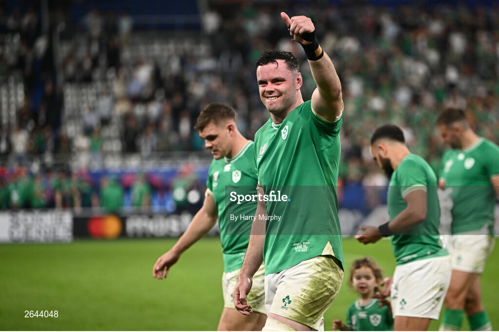 7 October 2023; James Ryan of Ireland after his side's victory in the 2023 Rugby World Cup Pool B match between Ireland and Scotland at the Stade de France in Paris, France. Photo by Harry Murphy/Sportsfile