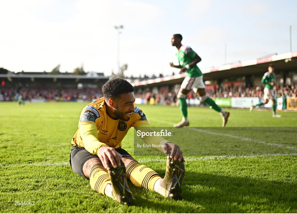 8 October 2023; Jake Mulraney of St Patrick's Athletic after the Sports Direct Men’s FAI Cup semi-final match between Cork City and St Patrick's Athletic at Turner’s Cross in Cork. Photo by Eóin Noonan/Sportsfile
