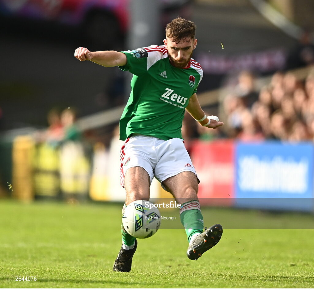 8 October 2023; Conor Drinan of Cork City during the Sports Direct Men’s FAI Cup semi-final match between Cork City and St Patrick's Athletic at Turner’s Cross in Cork. Photo by Eóin Noonan/Sportsfile