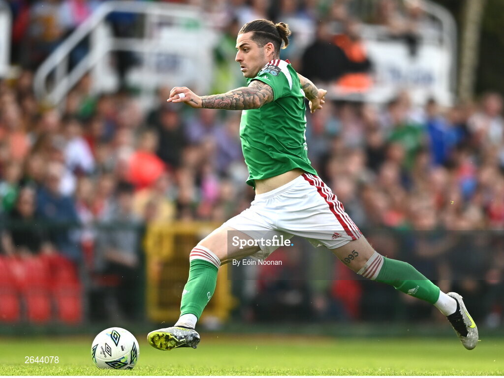 8 October 2023; Ruairi Keating of Cork City during the Sports Direct Men’s FAI Cup semi-final match between Cork City and St Patrick's Athletic at Turner’s Cross in Cork. Photo by Eóin Noonan/Sportsfile