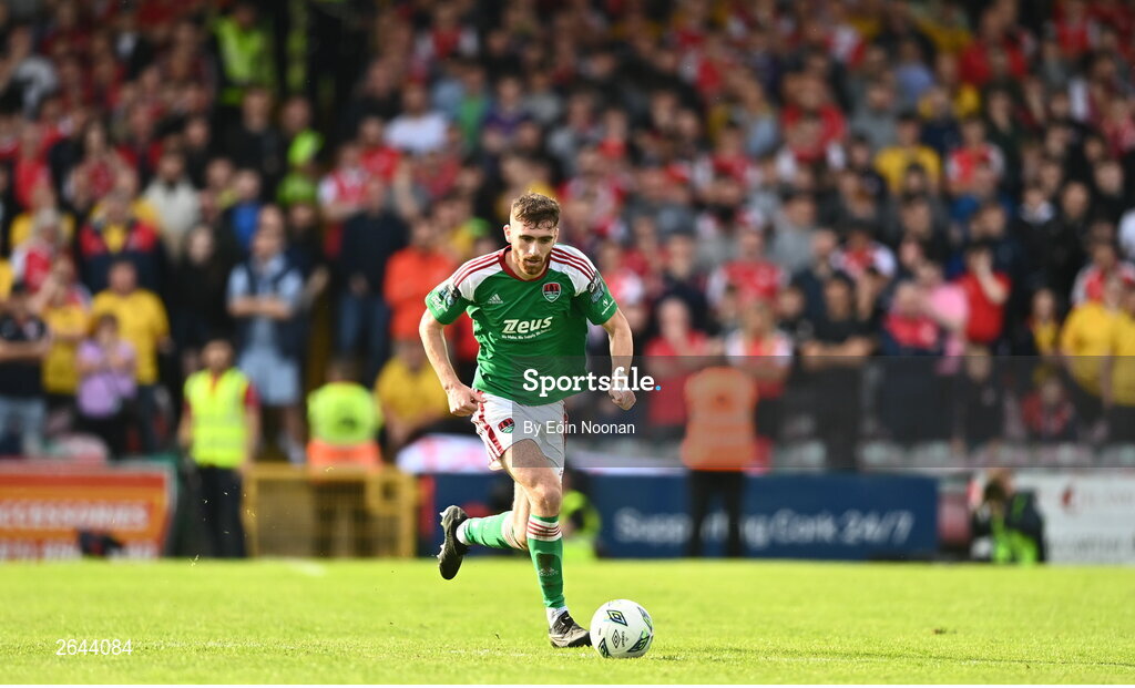 8 October 2023; Conor Drinan of Cork City during the Sports Direct Men’s FAI Cup semi-final match between Cork City and St Patrick's Athletic at Turner’s Cross in Cork. Photo by Eóin Noonan/Sportsfile