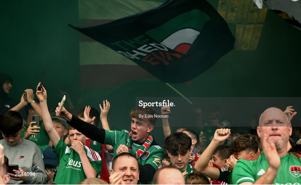 8 October 2023; Cork City supporters during the Sports Direct Men’s FAI Cup semi-final match between Cork City and St Patrick's Athletic at Turner’s Cross in Cork. Photo by Eóin Noonan/Sportsfile