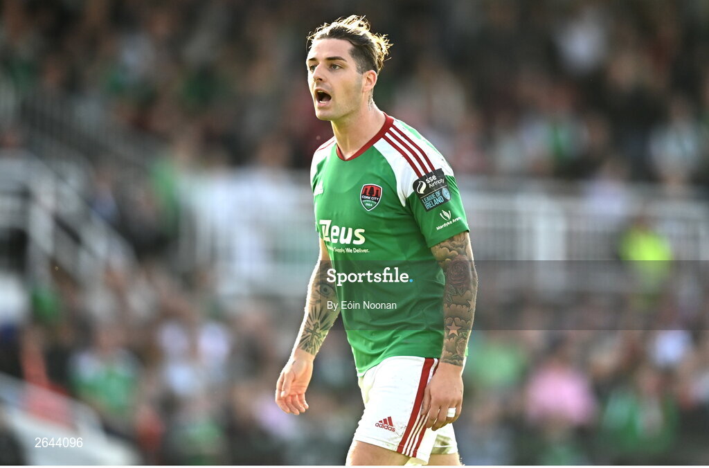 8 October 2023; Ruairi Keating of Cork City during the Sports Direct Men’s FAI Cup semi-final match between Cork City and St Patrick's Athletic at Turner’s Cross in Cork. Photo by Eóin Noonan/Sportsfile