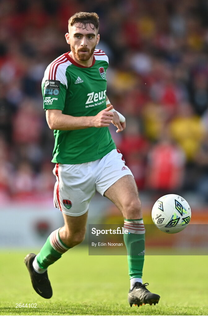 8 October 2023; Conor Drinan of Cork City during the Sports Direct Men’s FAI Cup semi-final match between Cork City and St Patrick's Athletic at Turner’s Cross in Cork. Photo by Eóin Noonan/Sportsfile