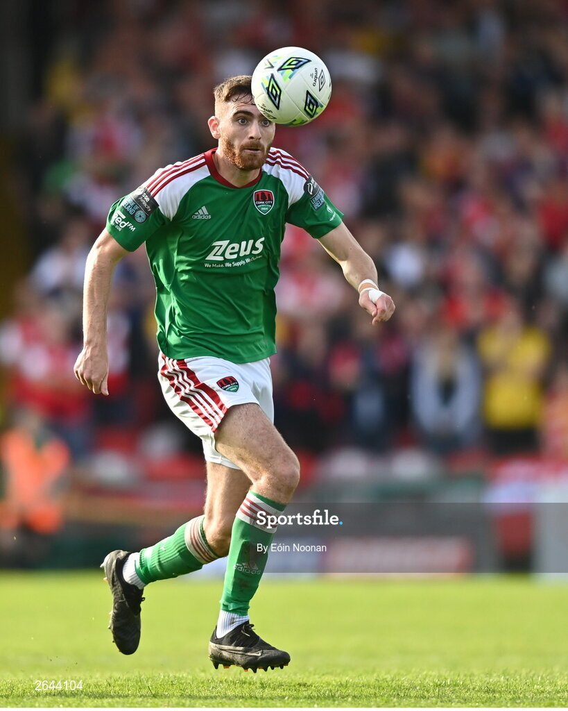 8 October 2023; Conor Drinan of Cork City during the Sports Direct Men’s FAI Cup semi-final match between Cork City and St Patrick's Athletic at Turner’s Cross in Cork. Photo by Eóin Noonan/Sportsfile