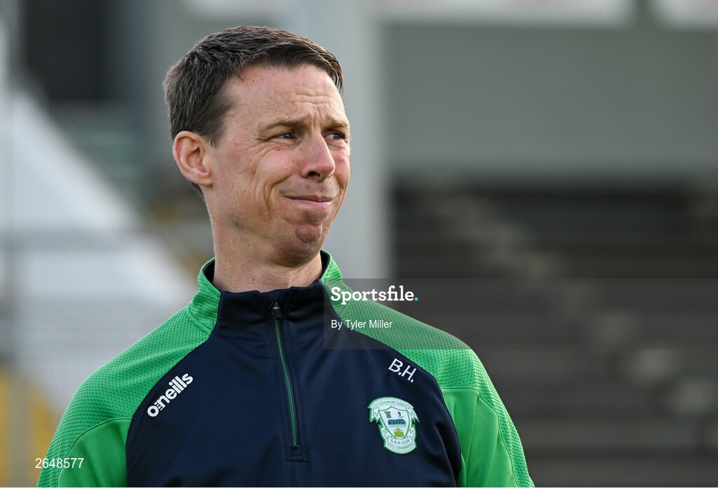 15 October 2023; O'Loughlin Gaels manager Brian Hogan before the Kilkenny County Senior Club Hurling Championship semi-final match between O'Loughlin Gaels and Bennettsbridge at UPMC Nowlan Park in Kilkenny. Photo by Tyler Miller/Sportsfile