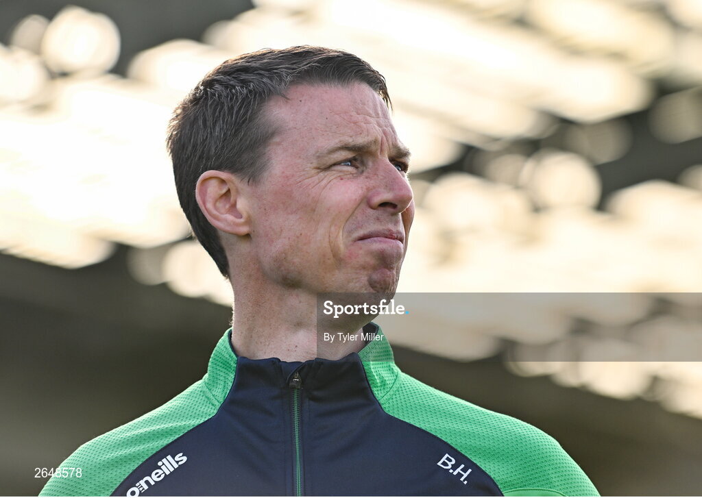 15 October 2023; O'Loughlin Gaels manager Brian Hogan before the Kilkenny County Senior Club Hurling Championship semi-final match between O'Loughlin Gaels and Bennettsbridge at UPMC Nowlan Park in Kilkenny. Photo by Tyler Miller/Sportsfile