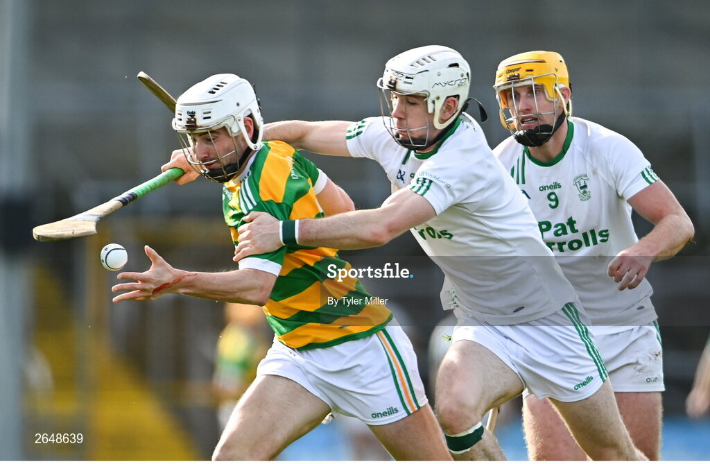 15 October 2023; Hugh O'Neill of Bennettsbridge in action against Jordan Molloy of O'Loughlin Gaels during the Kilkenny County Senior Club Hurling Championship semi-final match between O'Loughlin Gaels and Bennettsbridge at UPMC Nowlan Park in Kilkenny. Photo by Tyler Miller/Sportsfile