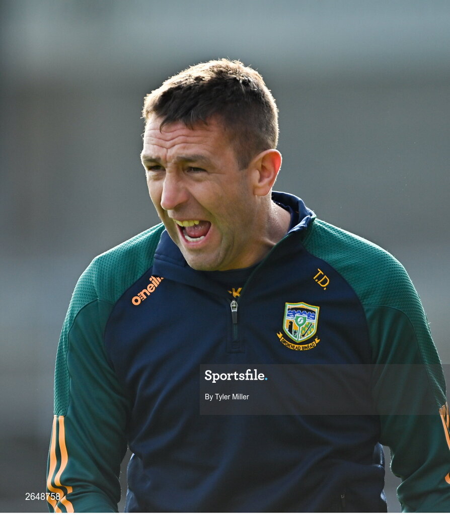 15 October 2023; Bennettsbridge manager Tim Dooley celebrates after his side score a late point during the Kilkenny County Senior Club Hurling Championship semi-final match between O'Loughlin Gaels and Bennettsbridge at UPMC Nowlan Park in Kilkenny. Photo by Tyler Miller/Sportsfile