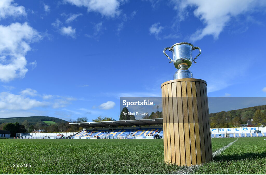 22 October 2023; The Miley Cup before the Wicklow County Senior Club Football Championship final between Blessington and Rathnew at Echelon Park in Aughrim, Wicklow. Photo by Matt Browne/Sportsfile