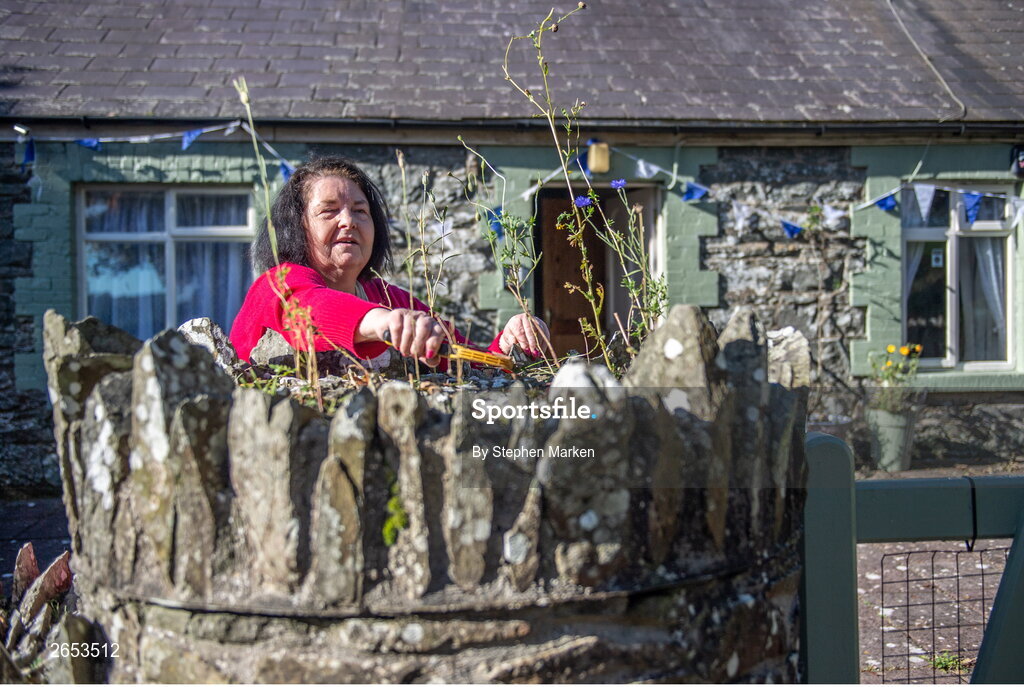 22 October 2023; Naomh Mairtin supporter, Maura Crilly at her house in Monasterboice before the Louth County Senior Club Football Championship final between Ardee St Mary's and Naomh Mairtin at Pairc Naomh Bríd in Dowdallshill, Louth. Photo by Stephen Marken/Sportsfile