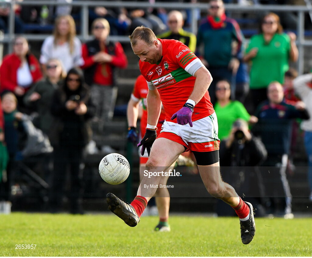 22 October 2023; James Stafford of Rathnew during the Wicklow County Senior Club Football Championship final between Blessington and Rathnew at Echelon Park in Aughrim, Wicklow. Photo by Matt Browne/Sportsfile