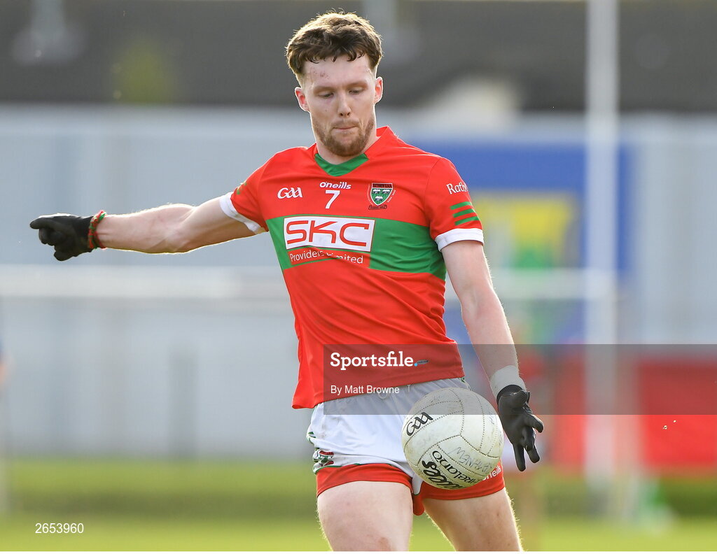 22 October 2023; Sam O'Dowd of Rathnew during the Wicklow County Senior Club Football Championship final between Blessington and Rathnew at Echelon Park in Aughrim, Wicklow. Photo by Matt Browne/Sportsfile