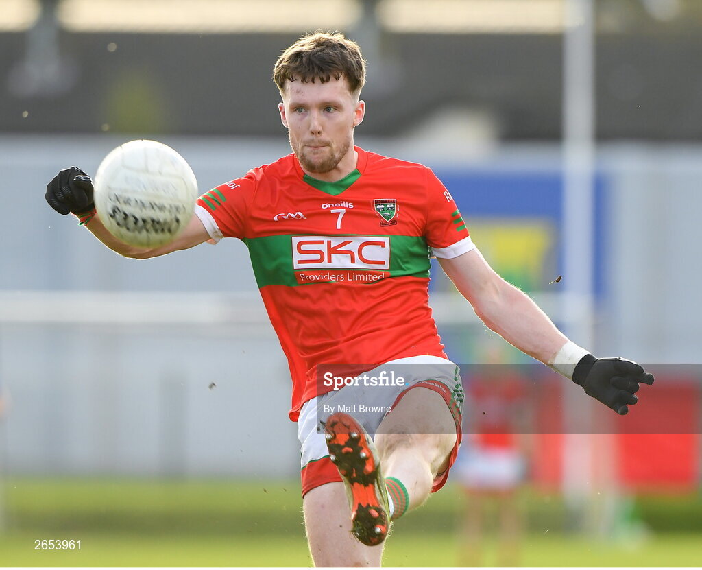 22 October 2023; Sam O'Dowd of Rathnew during the Wicklow County Senior Club Football Championship final between Blessington and Rathnew at Echelon Park in Aughrim, Wicklow. Photo by Matt Browne/Sportsfile
