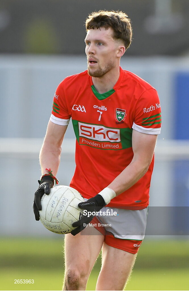 22 October 2023; Sam O'Dowd of Rathnew during the Wicklow County Senior Club Football Championship final between Blessington and Rathnew at Echelon Park in Aughrim, Wicklow. Photo by Matt Browne/Sportsfile