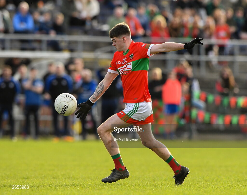 22 October 2023; Toby Curran of Rathnew during the Wicklow County Senior Club Football Championship final between Blessington and Rathnew at Echelon Park in Aughrim, Wicklow. Photo by Matt Browne/Sportsfile