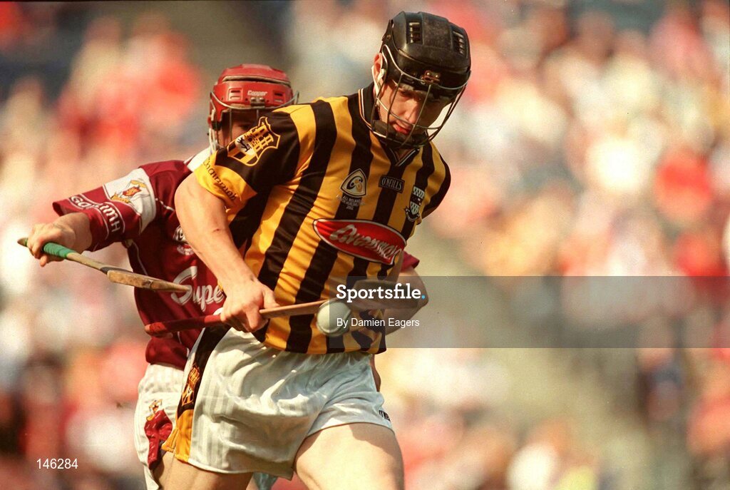 14 September 2003; John Tennyson, Kilkenny, in action against Galway's Niall Healy. All-Ireland Minor Hurling Championship Final, Kilkenny v Galway, Croke Park, Dublin. Picture credit; Damien Eagers / SPORTSFILE