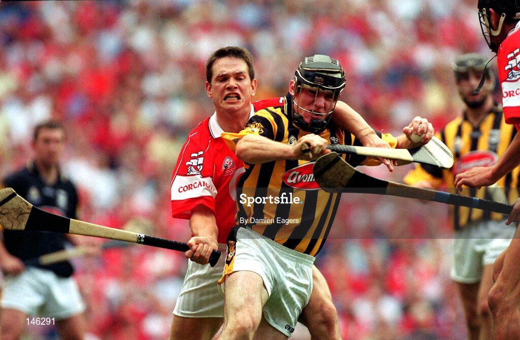 14 September 2003; Noel Hickey, Kilkenny, in action against Cork's Alan Browne. Guinness All-Ireland Senior Hurling Championship Final, Kilkenny v Cork, Croke Park, Dublin. Picture credit; Damien Eagers / SPORTSFILE
