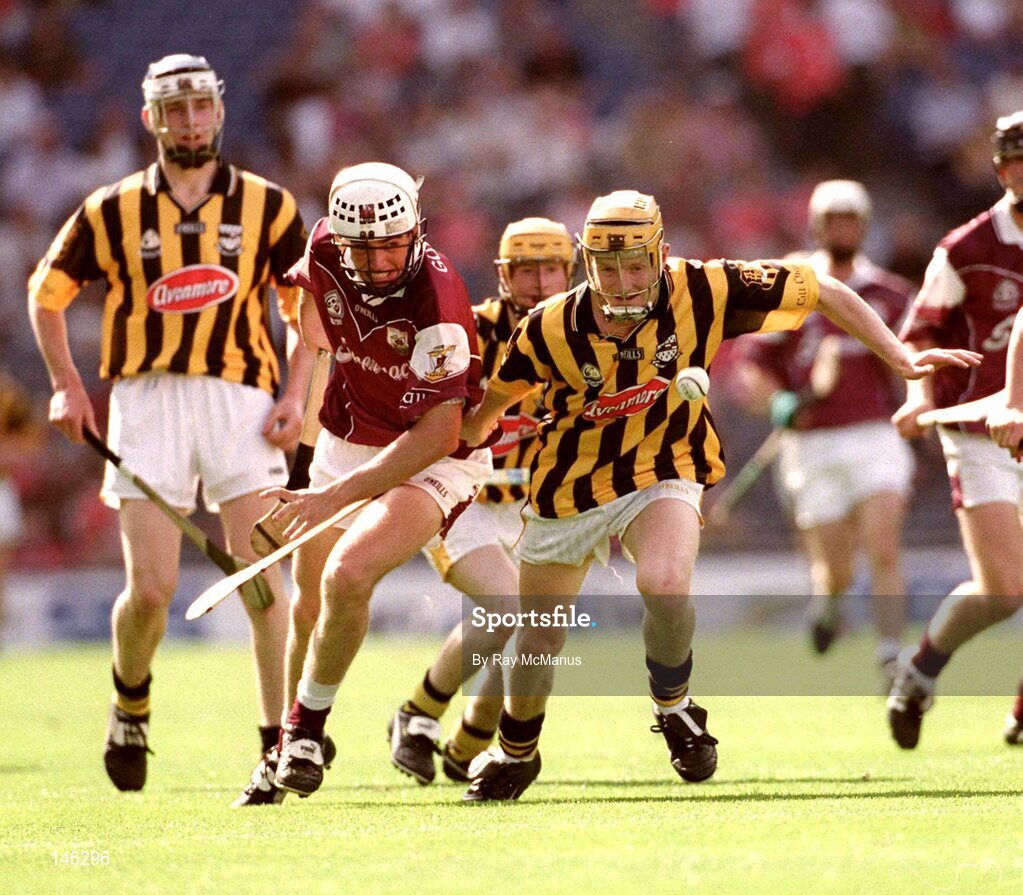 14 September 2003; Richie Power, Kilkenny, in action against Galway's John Lee. All-Ireland Minor Hurling Championship Final, Kilkenny v Galway, Croke Park, Dublin. Picture credit; Ray McManus / SPORTSFILE
