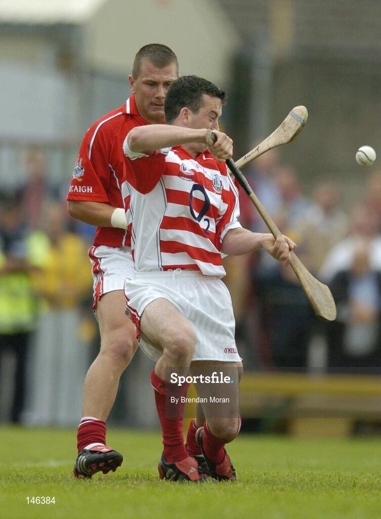 10 July 2004; Cork goalkeeper Donal Og Cusack, watched by team-mate Diarmuid O'Sullivan, saves a penalty from Tipperary's Eoin Kelly. Guinness Senior Hurling Championship Qualifier, Round 3, Cork v Tipperary, Fitzgerald Stadium, Killarney, Co. Kerry. Picture credit; Brendan Moran / SPORTSFILE