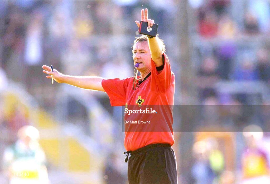 10 July 2004; Aidan Mangan, Referee, pictured during the game. Bank of Ireland Senior Football Championship Qualifier, Round 2, Wexford v Offaly, Wexford Park, Wexford. Picture credit; Matt Browne / SPORTSFILE