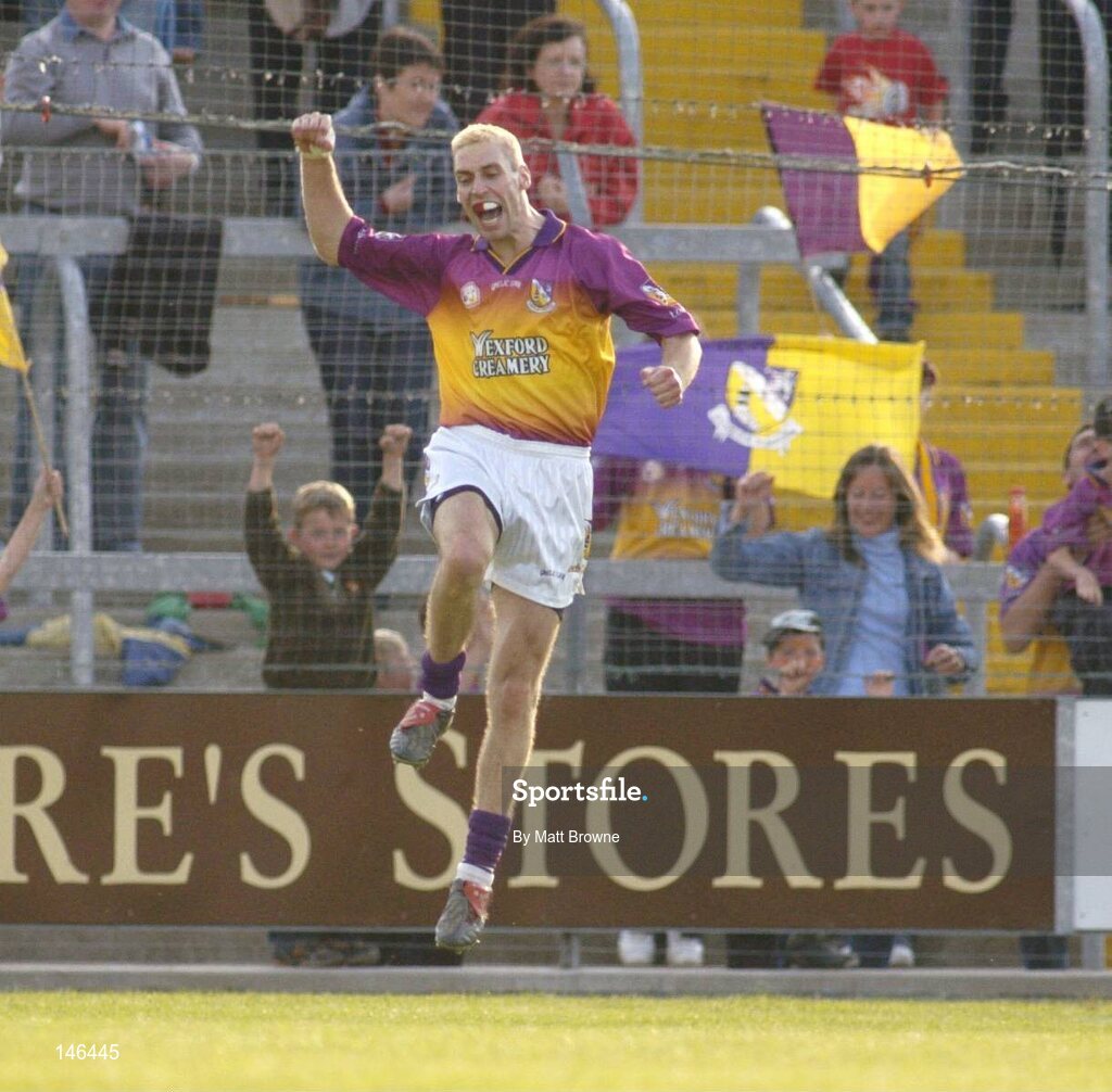 10 July 2004; Matty Forde, Wexford, celebrates his second goal against Offaly. Bank of Ireland Senior Football Championship Qualifier, Round 2, Wexford v Offaly, Wexford Park, Wexford. Picture credit; Matt Browne / SPORTSFILE