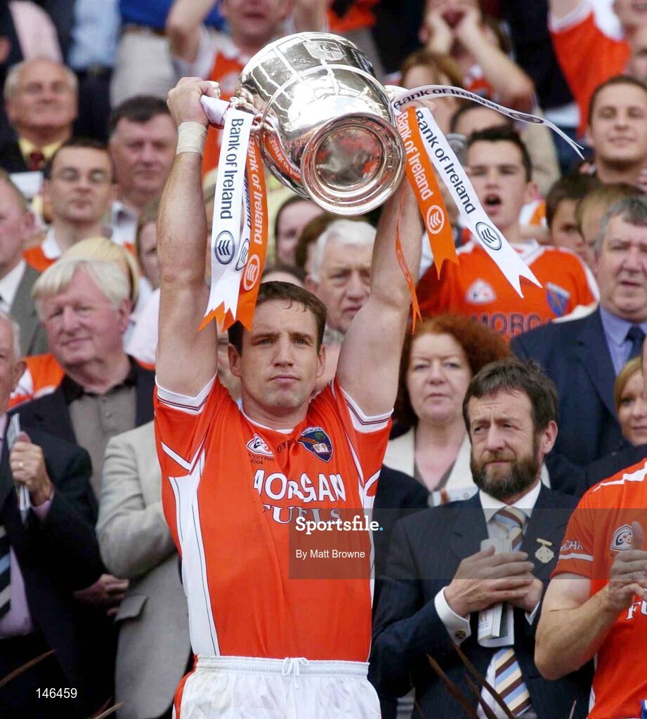 11 July 2004; Kieran McGeeney, Armagh captain, lifts the cup after victory over Donegal. Bank of Ireland Ulster Senior Football Championship Final, Armagh v Donegal, Croke Park, Dublin. Picture credit; Matt Browne / SPORTSFILE