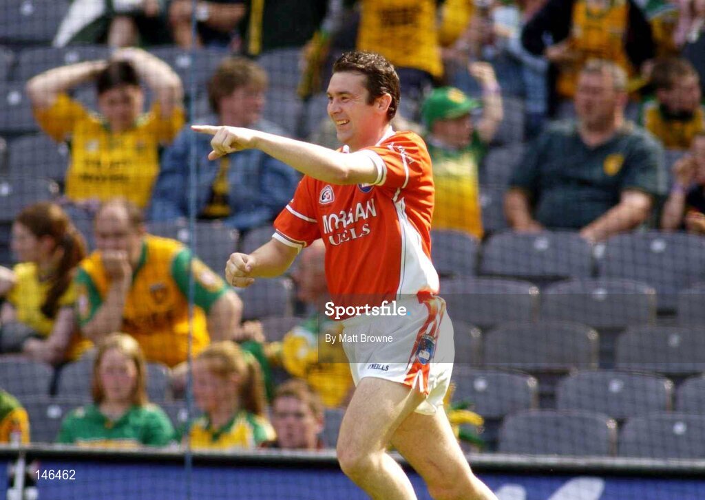 11 July 2004; Oisin McConville, Armagh, celebrates his goal against Donegal. Bank of Ireland Ulster Senior Football Championship Final, Armagh v Donegal, Croke Park, Dublin. Picture credit; Matt Browne / SPORTSFILE