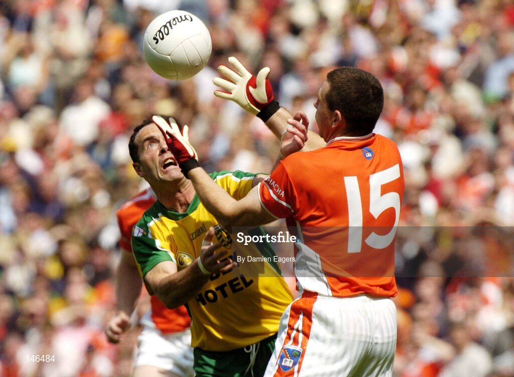 11 July 2004; Diarmuid Marsden, Armagh, in action against Damien Diver, Donegal. Bank of Ireland Ulster Senior Football Championship Final, Armagh v Donegal, Croke Park, Dublin. Picture credit; Damien Eagers / SPORTSFILE