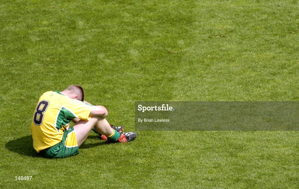 11 July 2004; A dejected Brendan Boyle, Donegal, after defeat to Armagh. Bank of Ireland Ulster Senior Football Championship Final, Armagh v Donegal, Croke Park, Dublin. Picture credit; Brian Lawless / SPORTSFILE