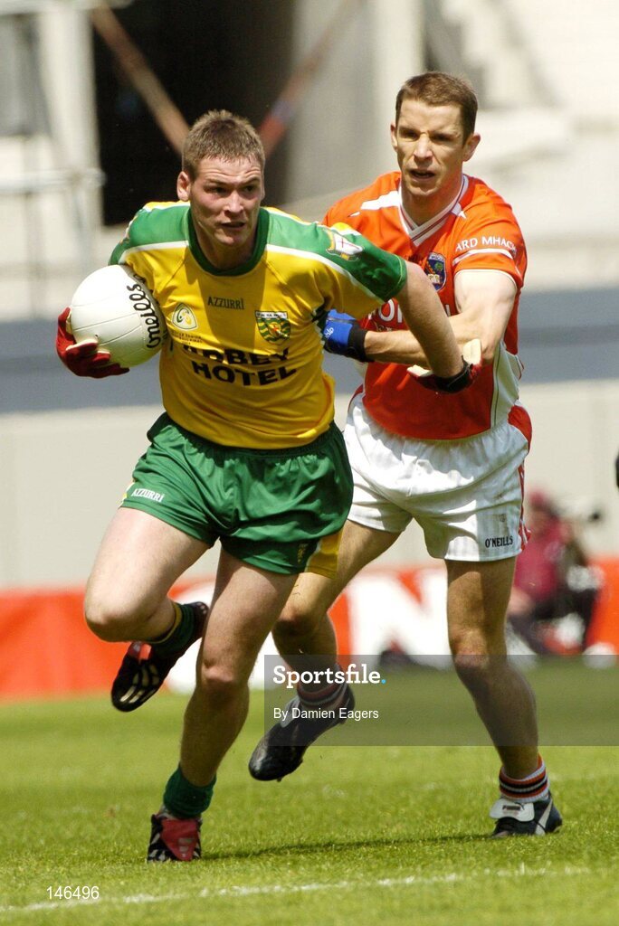 11 July 2004; Brendan Boyle, Donegal, in action against Paul McGrane, Armagh. Bank of Ireland Ulster Senior Football Championship Final, Armagh v Donegal, Croke Park, Dublin. Picture credit; Damien Eagers / SPORTSFILE