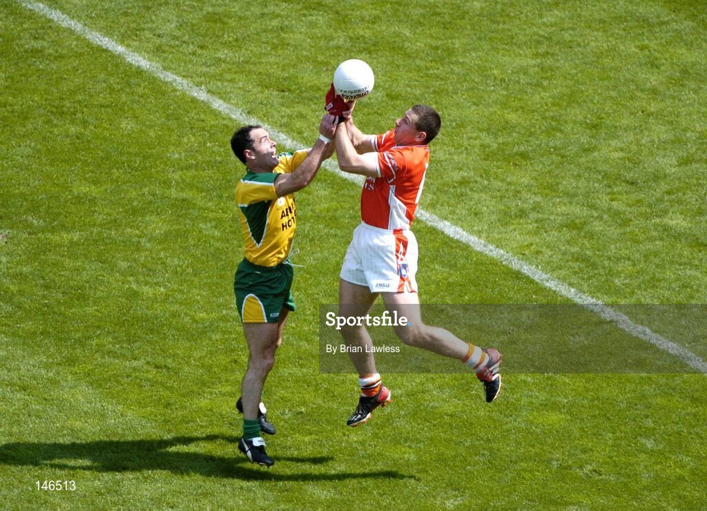 11 July 2004; Diarmuid Marsden, Armagh, in action against Shane Carr, Donegal. Bank of Ireland Ulster Senior Football Championship Final, Armagh v Donegal, Croke Park, Dublin. Picture credit; Brian Lawless / SPORTSFILE