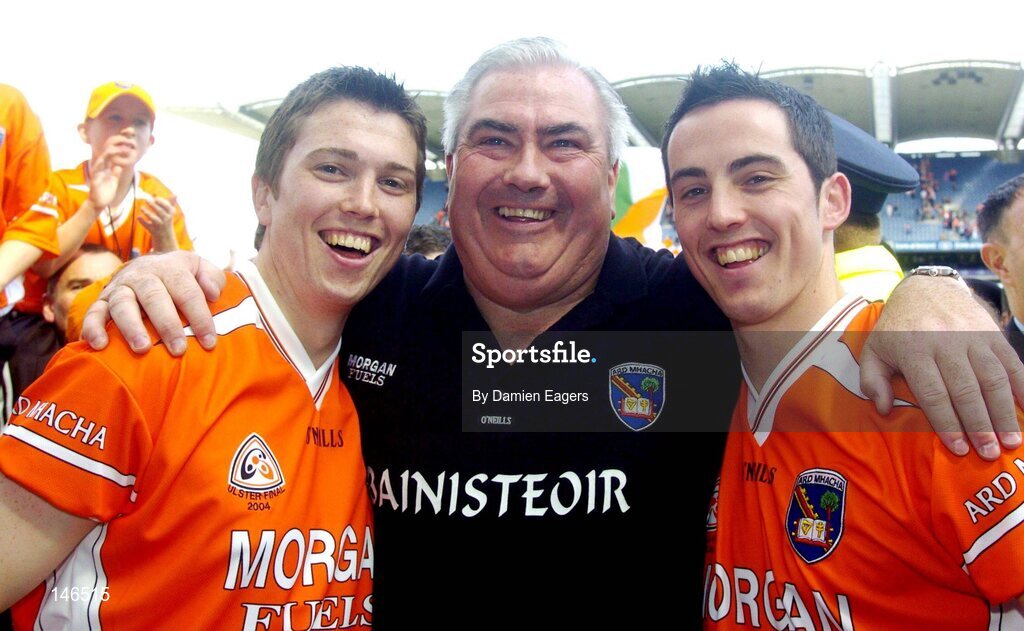 11 July 2004; Armagh manager, Joe Kernan, pictured with his sons Aoran, left and Stephen. Bank of Ireland Ulster Senior Football Championship Final, Armagh v Donegal, Croke Park, Dublin. Picture credit; Damien Eagers / SPORTSFILE