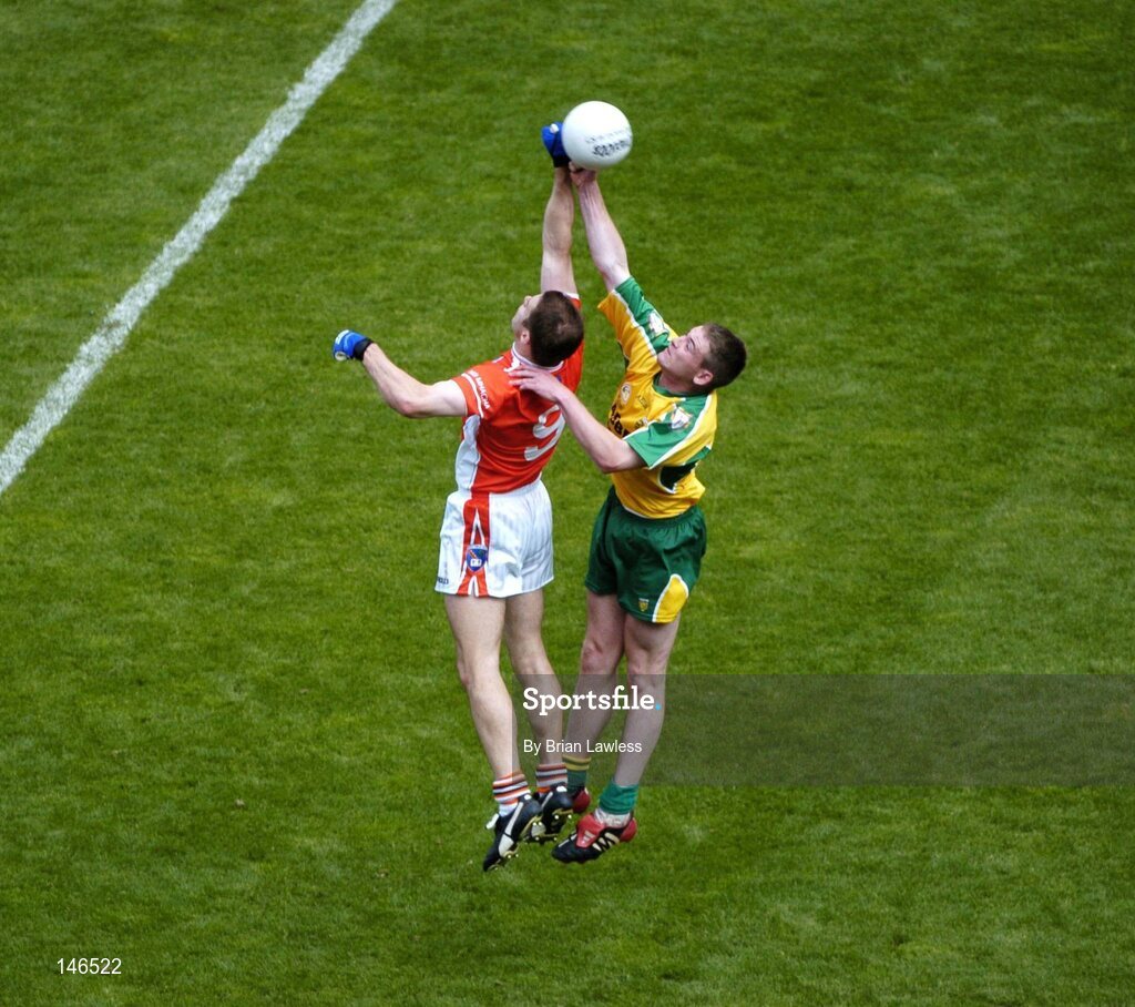 11 July 2004; Brendan Boyle, Donegal, in action against Paul McGrane, Armagh. Bank of Ireland Ulster Senior Football Championship Final, Armagh v Donegal, Croke Park, Dublin. Picture credit; Brian Lawless / SPORTSFILE