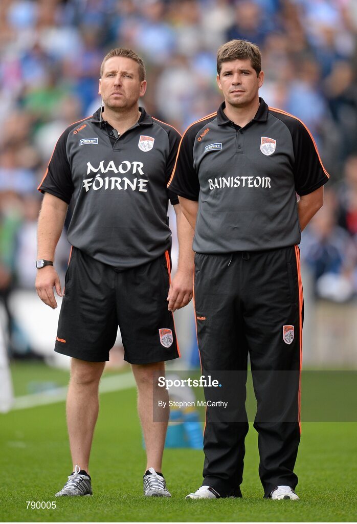 1 September 2013; Kerry manager Eamonn Fitzmaurice and trainer Cian O'Neill, left. GAA Football All-Ireland Senior Championship, Semi-Final, Dublin v Kerry, Croke Park, Dublin. Picture credit: Stephen McCarthy / SPORTSFILE