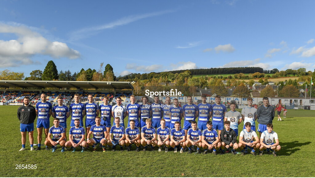 22 October 2023; The Blessington squad before the Wicklow County Senior Club Football Championship final between Blessington and Rathnew at Echelon Park in Aughrim, Wicklow. Photo by Matt Browne/Sportsfile