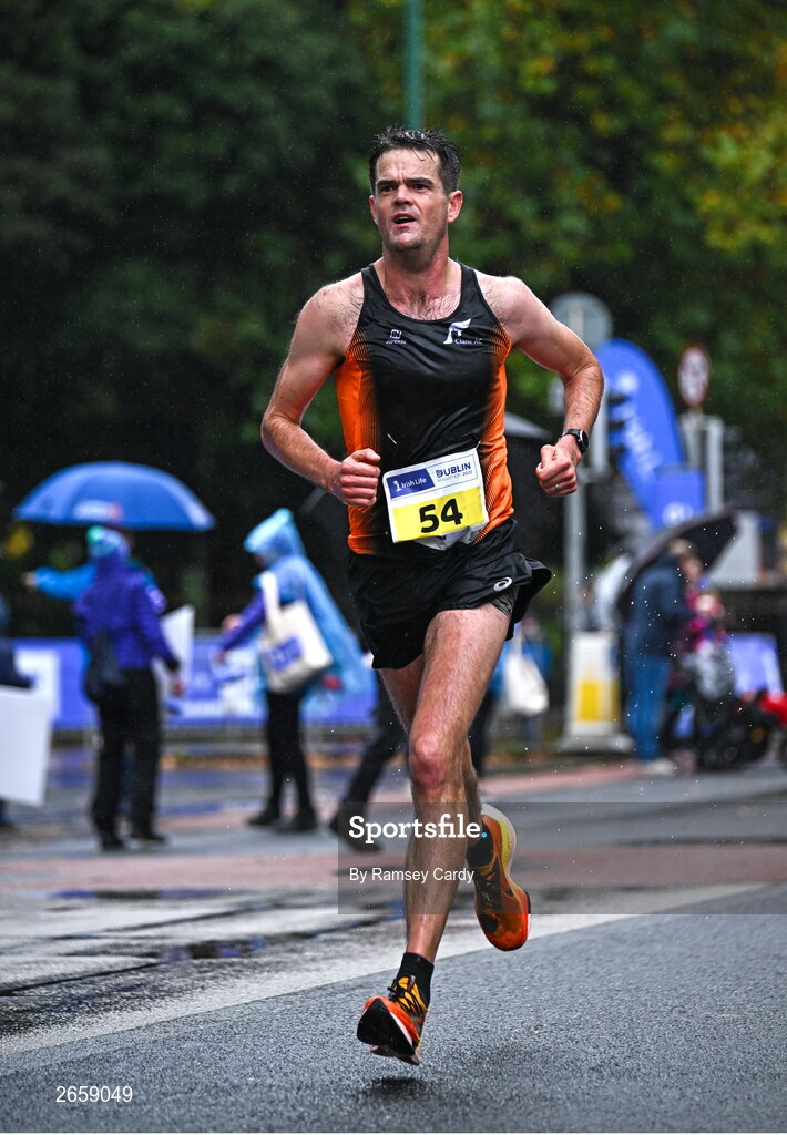 29 October 2023; Brian Conroy from Kildare during the 2023 Irish Life Dublin Marathon. Thousands of runners took to the Fitzwilliam Square start line, to participate in the 42nd running of the Dublin Marathon. Photo by Ramsey Cardy/Sportsfile