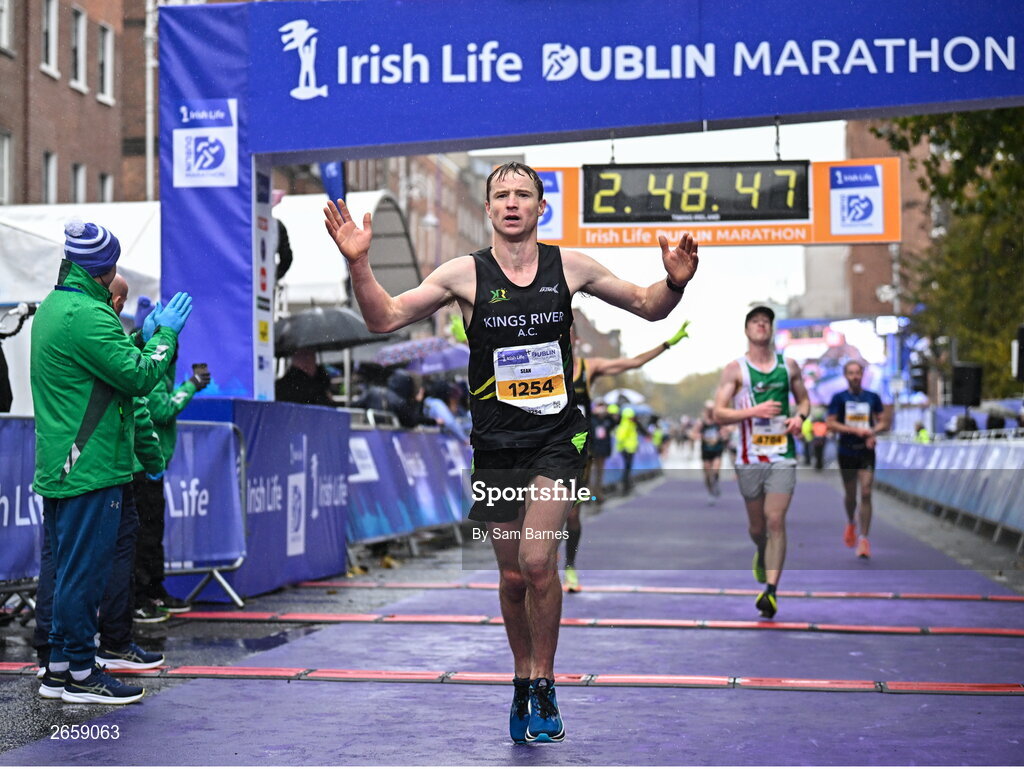29 October 2023; Sean Connery from Kilkenny after the 2023 Irish Life Dublin Marathon. Thousands of runners took to the Fitzwilliam Square start line, to participate in the 42nd running of the Dublin Marathon. Photo by Sam Barnes/Sportsfile