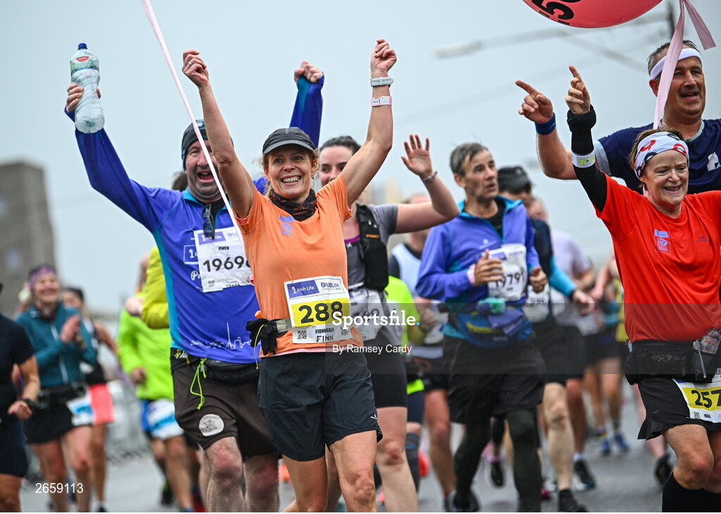 29 October 2023; Participants pass through Chapelizod during the 2023 Irish Life Dublin Marathon. Thousands of runners took to the Fitzwilliam Square start line, to participate in the 42nd running of the Dublin Marathon. Photo by Ramsey Cardy/Sportsfile