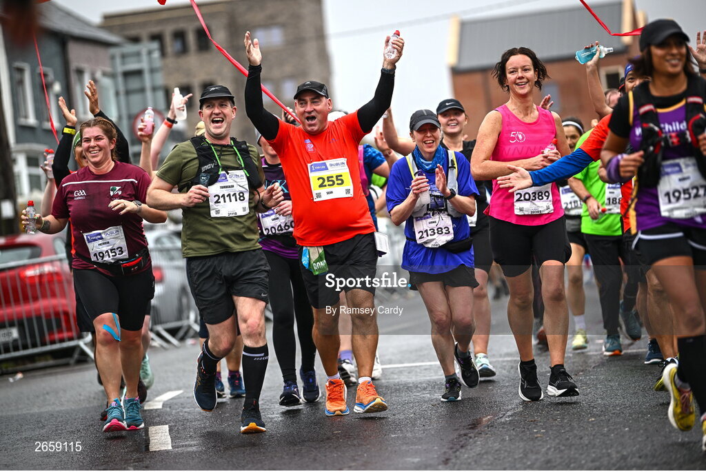 29 October 2023; Participants pass through Chapelizod during the 2023 Irish Life Dublin Marathon. Thousands of runners took to the Fitzwilliam Square start line, to participate in the 42nd running of the Dublin Marathon. Photo by Ramsey Cardy/Sportsfile