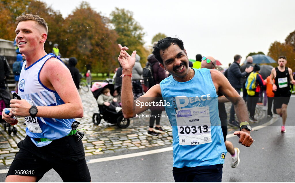 29 October 2023; Rajendra Kshirsagar during the 2023 Irish Life Dublin Marathon. Thousands of runners took to the Fitzwilliam Square start line, to participate in the 42nd running of the Dublin Marathon. Photo by Ramsey Cardy/Sportsfile
