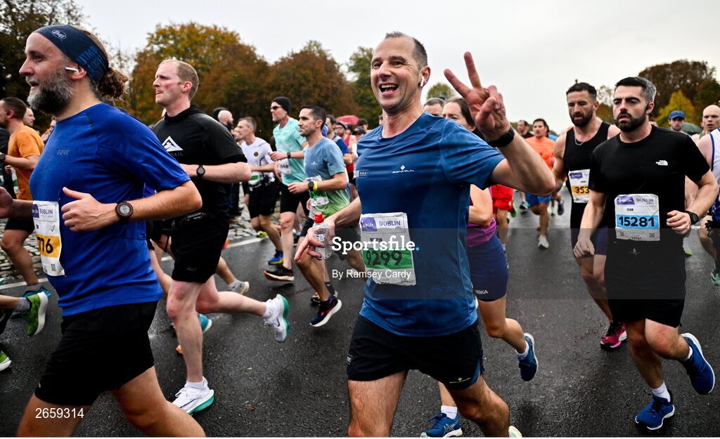 29 October 2023; Marcin Stawicki during the 2023 Irish Life Dublin Marathon. Thousands of runners took to the Fitzwilliam Square start line, to participate in the 42nd running of the Dublin Marathon. Photo by Ramsey Cardy/Sportsfile