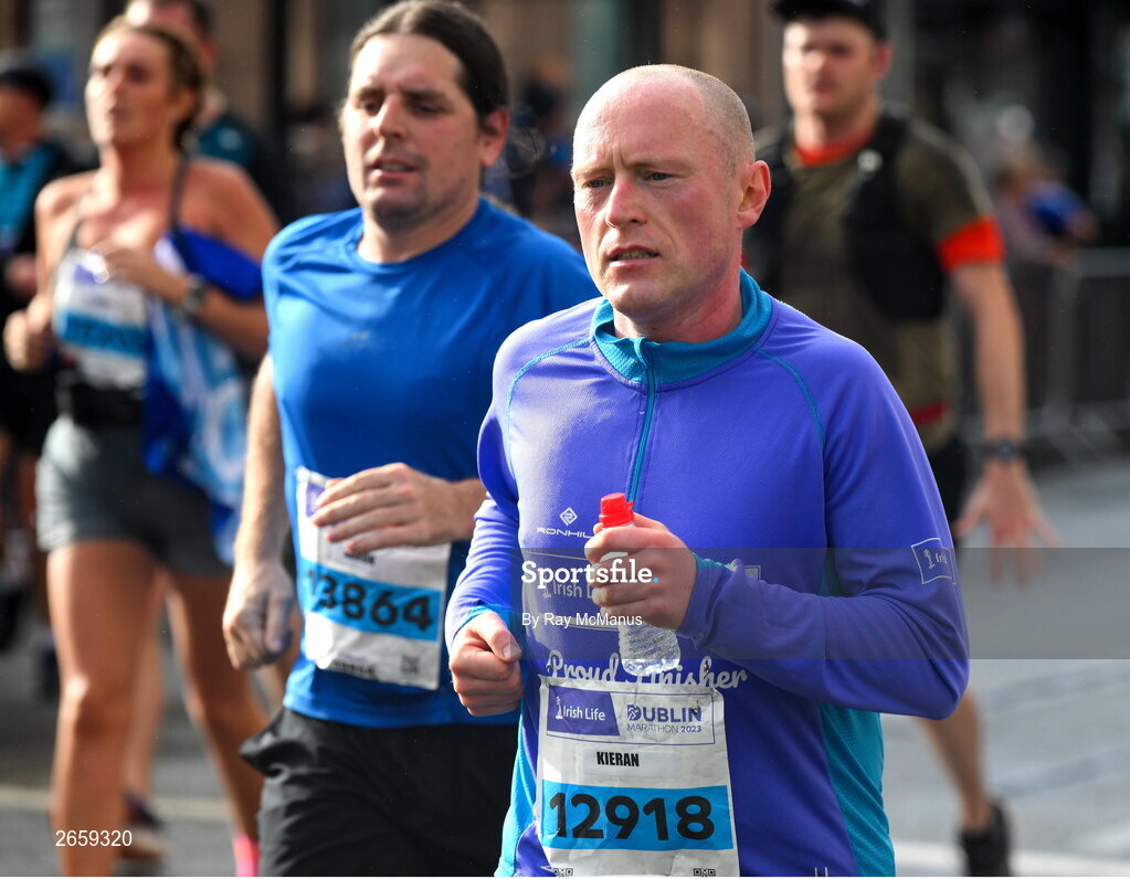 29 October 2023; Kieran Quinn from Louth during the 2023 Irish Life Dublin Marathon. Thousands of runners took to the Fitzwilliam Square start line, to participate in the 42nd running of the Dublin Marathon. Photo by Ray McManus/Sportsfile
