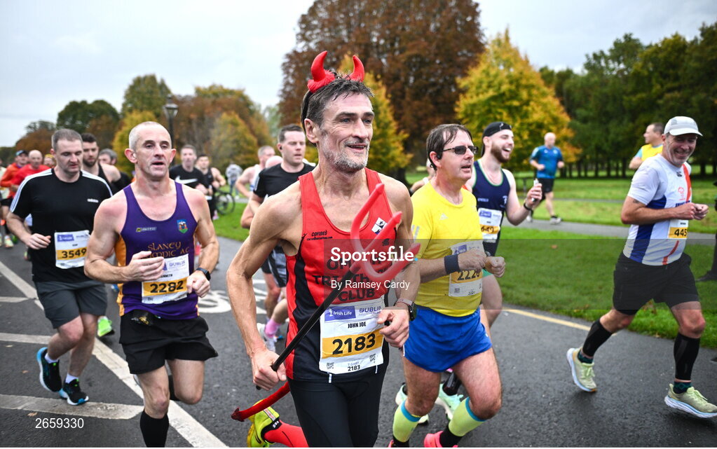 29 October 2023; John Joe McCullagh from Tyrone during the 2023 Irish Life Dublin Marathon. Thousands of runners took to the Fitzwilliam Square start line, to participate in the 42nd running of the Dublin Marathon. Photo by Ramsey Cardy/Sportsfile