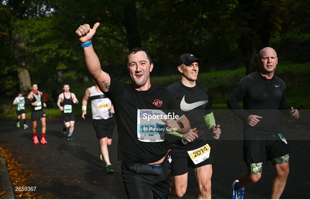 29 October 2023; Gavin Segrave from Dublin during the 2023 Irish Life Dublin Marathon. Thousands of runners took to the Fitzwilliam Square start line, to participate in the 42nd running of the Dublin Marathon. Photo by Ramsey Cardy/Sportsfile