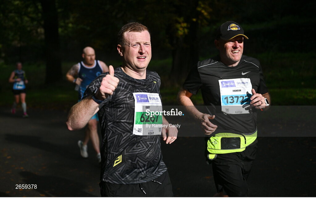 29 October 2023; Gary Boylan from Dublin during the 2023 Irish Life Dublin Marathon. Thousands of runners took to the Fitzwilliam Square start line, to participate in the 42nd running of the Dublin Marathon. Photo by Ramsey Cardy/Sportsfile