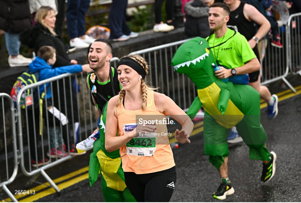 29 October 2023; Tracy Swift from Tyrone during the 2023 Irish Life Dublin Marathon. Thousands of runners took to the Fitzwilliam Square start line, to participate in the 42nd running of the Dublin Marathon. Photo by Ramsey Cardy/Sportsfile