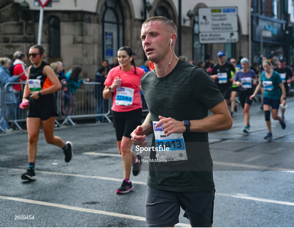 29 October 2023; David Curley from Dublin 22 during the 2023 Irish Life Dublin Marathon. Thousands of runners took to the Fitzwilliam Square start line, to participate in the 42nd running of the Dublin Marathon. Photo by Ray McManus/Sportsfile
