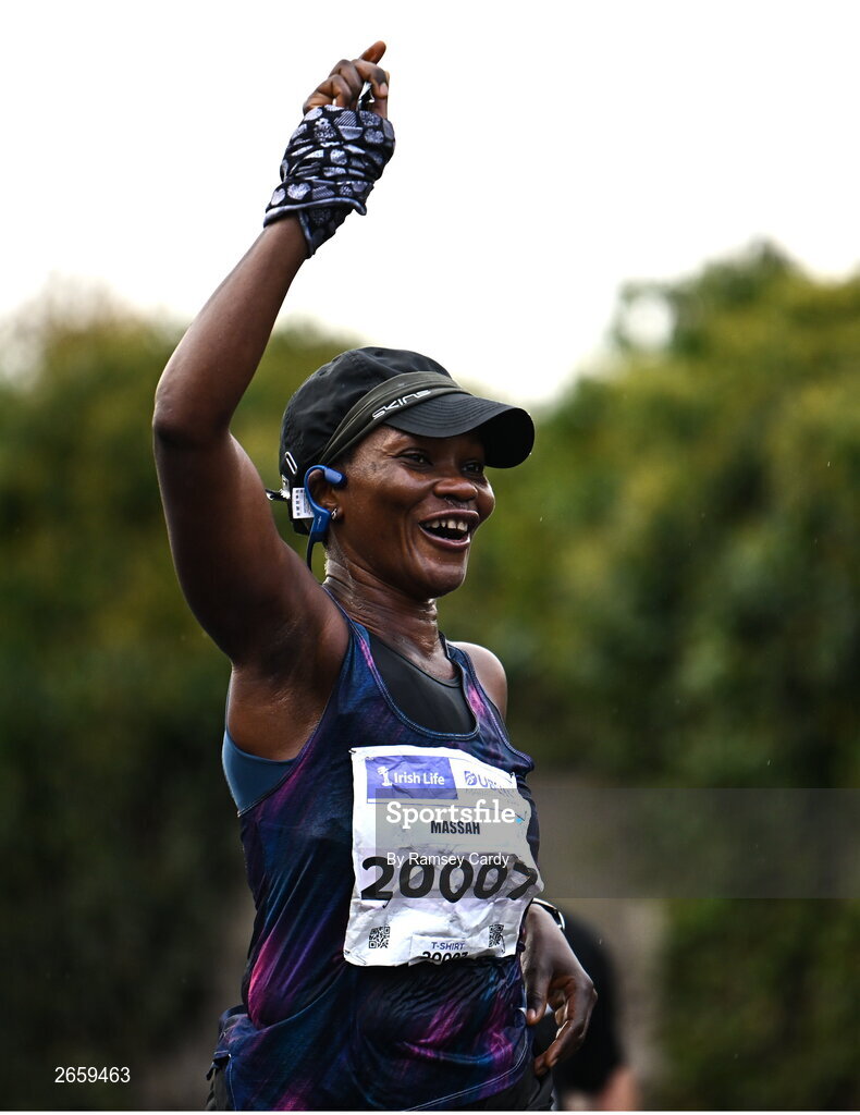 29 October 2023; Massah Cooper during the 2023 Irish Life Dublin Marathon. Thousands of runners took to the Fitzwilliam Square start line, to participate in the 42nd running of the Dublin Marathon. Photo by Ramsey Cardy/Sportsfile